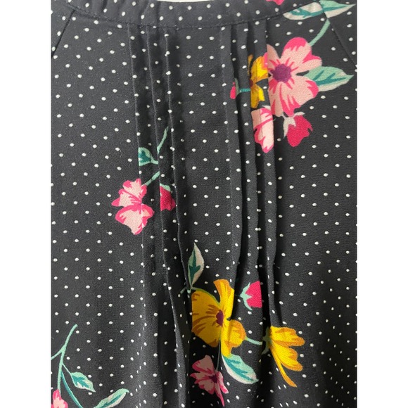 Old Navy Dress Size XL Black Polka Dots Floral Pattern Short Sleeves V Neck - Picture 7 of 7